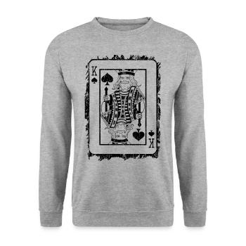 POKER PIK KING Card Player Gift - Unisex Sweatshirt - salt & pepper - Front - Alina (178cm) & Michal (187cm)