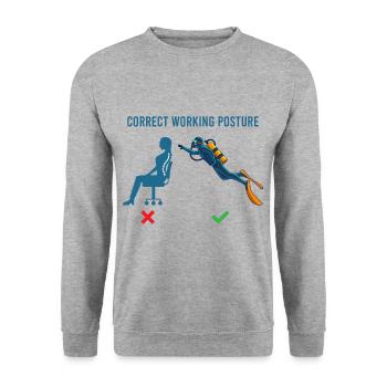 DIVING WORKING office gift for divers - Unisex Sweatshirt - salt & pepper - Front - Alina (178cm) & Michal (187cm)