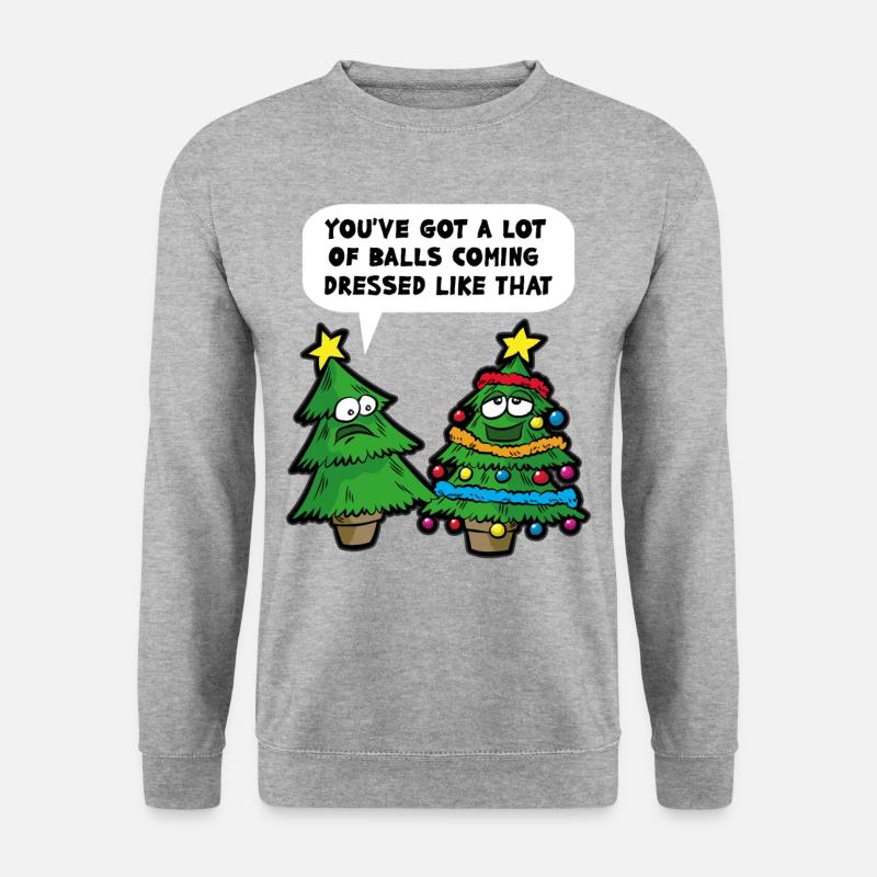 Weihnachten Humor lustiger Christbaum Spruch - Unisex Pullover - Weißgrau meliert