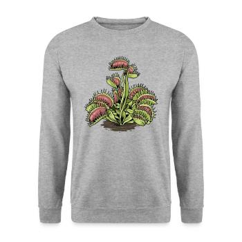 Carnivorous Plant Venus Flytrap - Unisex Sweatshirt - salt & pepper - Front - Alina (178cm) & Michal (187cm)