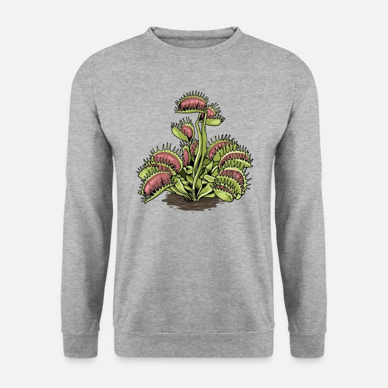 Fleischfressende Pflanze Venus Fliegenfalle - Unisex Pullover - Weißgrau meliert