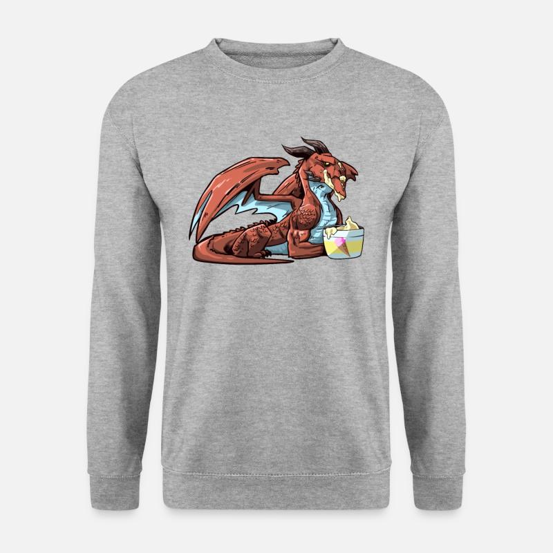 Großer böser Drache liebt Eiscreme - Unisex Pullover - Weißgrau meliert