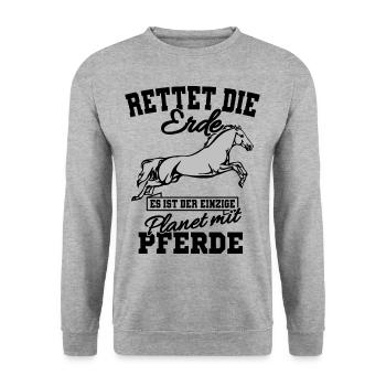 Pferdespruch Pferdesprüche Geschenkidee - Unisex Pullover - Weißgrau meliert - Vorne - Alina (178cm) & Michal (187cm)