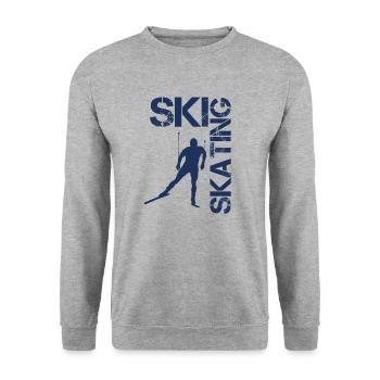 Ski Skating Langlauf Skater Skier Skifahren Sport - Unisex Pullover - Weißgrau meliert - Vorne - Alina (178cm) & Michal (187cm)