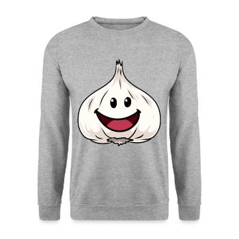 Happy Garlic Onion Vegetables Healthy Onions - Unisex Sweatshirt - salt & pepper - Front - Alina (178cm) & Michal (187cm)