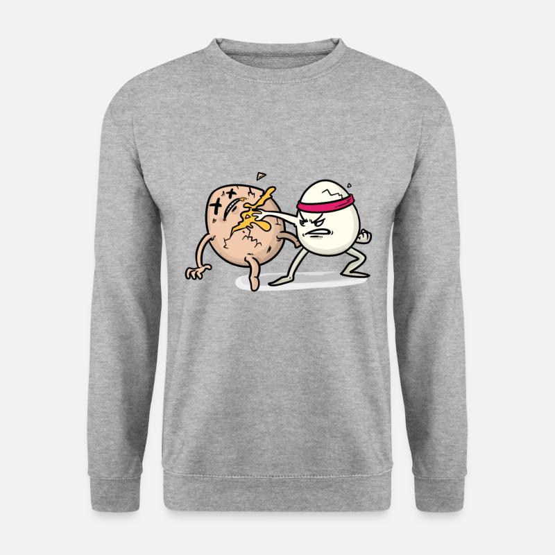 EGG FIGHT Eier kampf - Unisex Pullover - Weißgrau meliert