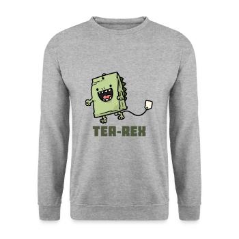 Tea Rex Tee-Rex - Unisex Pullover - Weißgrau meliert - Vorne - Alina (178cm) & Michal (187cm)