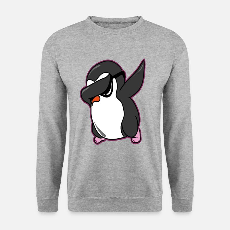 Pinguin Dab Dabbing Pinguin - Unisex Pullover - Weißgrau meliert