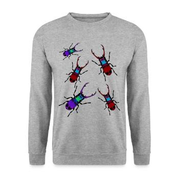 Hirschkäfer Insekten Insekt kriechen Tiere Natur - Unisex Pullover - Weißgrau meliert - Vorne - Alina (178cm) & Michal (187cm)