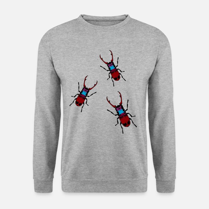 Insekten Hirschkäfer Insekt Geweih Waldtiere - Unisex Pullover - Weißgrau meliert