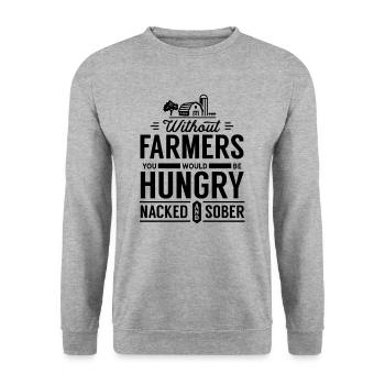 Demo Tractor Farmers Farmer Protest Farmer Protest - Unisex Sweatshirt - salt & pepper - Front - Alina (178cm) & Michal (187cm)