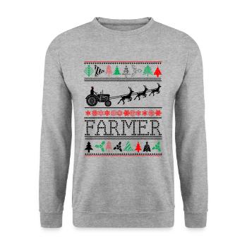 Ugly Christmas Farmer Agriculteur - Sweat-shirt Unisexe - gris chiné - Devant - Alina (178cm) & Michal (187cm)