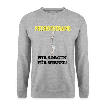 Physiotherapie wir sorgen für Wirbel schwarz - Unisex Pullover - Weißgrau meliert - Vorne - Alina (178cm) & Michal (187cm)