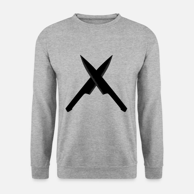 Küche Koch Messer Gourmet Gastronomie - Unisex Pullover - Weißgrau meliert
