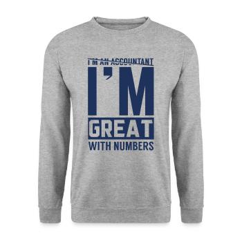 Bookkeeping accountant accounting training team - Unisex Sweatshirt - salt & pepper - Front - Alina (178cm) & Michal (187cm)