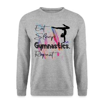 Eat Sleep Gymnastics Repeat Gymnastics Gymnastics - Unisex Sweatshirt - salt & pepper - Front - Alina (178cm) & Michal (187cm)
