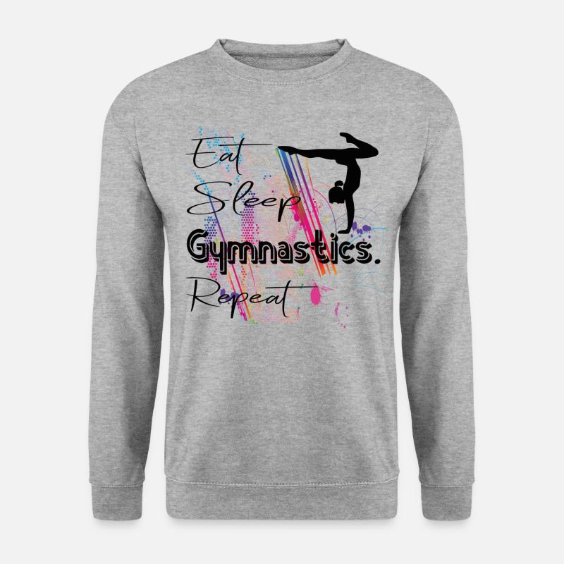Eat Sleep Gymnastics Repeat Turnen Gymnastik - Unisex Pullover - Weißgrau meliert