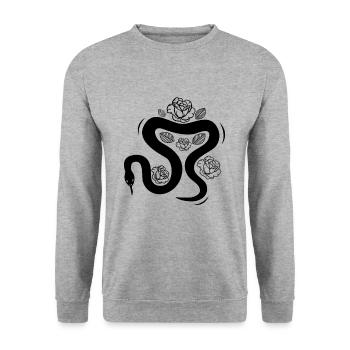 Schlange - Snake - Unisex Pullover - Weißgrau meliert - Vorne - Alina (178cm) & Michal (187cm)