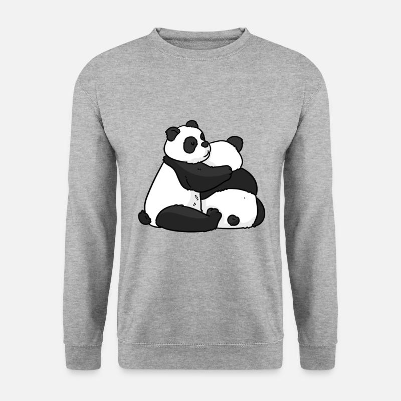 Liebende Panda - Unisex Pullover - Weißgrau meliert