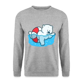 Eisbär Klimawandel Klima Global Arktis Nordpol - Unisex Pullover - Weißgrau meliert - Vorne - Alina (178cm) & Michal (187cm)