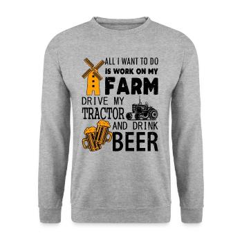 Traktor Traktoren Landwirt Spruch - Unisex Pullover - Weißgrau meliert - Vorne - Alina (178cm) & Michal (187cm)
