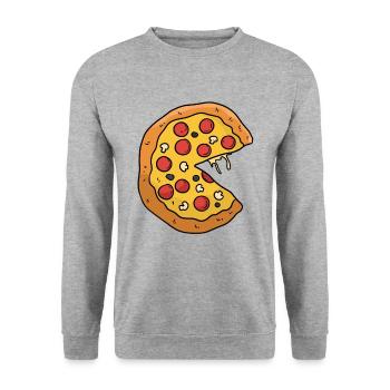 T-shirt pizza valentine couple - Sweat-shirt Unisexe - gris chiné - Devant - Alina (178cm) & Michal (187cm)