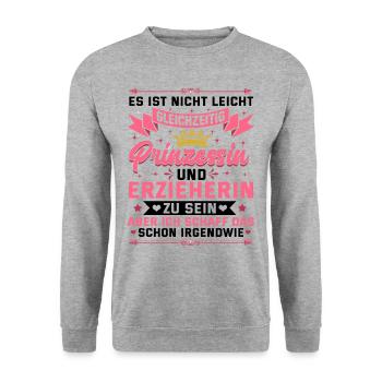 Lustiges Erzieherin Kinder Kindergarten Geschenk - Unisex Pullover - Weißgrau meliert - Vorne - Alina (178cm) & Michal (187cm)