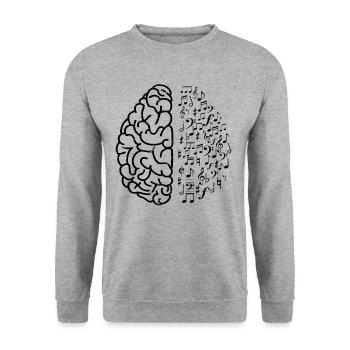 Musiker T-Shirt Musikliebhaber Musik Gehirn - Unisex Pullover - Weißgrau meliert - Vorne - Alina (178cm) & Michal (187cm)