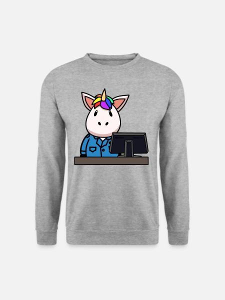Einhorn Berufe Job Arbeitsbereich Einsatz Gewerbe - Unisex Pullover - Weißgrau meliert