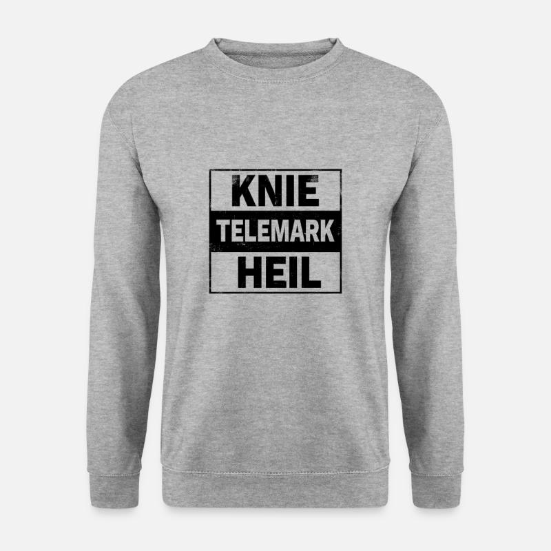 Telemark Free Heel Nordic Ski Sport Geschenk - Unisex Pullover - Weißgrau meliert