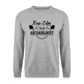 Digging shovel team archeologist archeology - Unisex Sweatshirt - salt & pepper - Front - Alina (178cm) & Michal (187cm)
