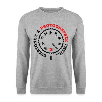 Everyones a Photgrapher Until Photography - Unisex Sweatshirt - salt & pepper - Front - Alina (178cm) & Michal (187cm)