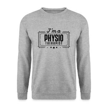 Physio team physiothérapeute physiothérapie pratique - Sweat-shirt Unisexe - gris chiné - Devant - Alina (178cm) & Michal (187cm)