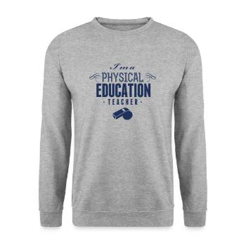 Sportlehrer - Unisex Pullover - Weißgrau meliert - Vorne - Alina (178cm) & Michal (187cm)