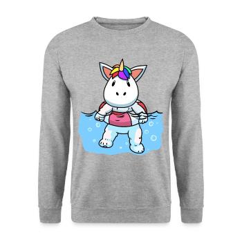 Unicorn baby swimming swimming pool leisure kids - Unisex Sweatshirt - salt & pepper - Front - Alina (178cm) & Michal (187cm)