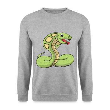 Cobra Reptilien Schlange Wildtiere Exotische Tiere - Unisex Pullover - Weißgrau meliert - Vorne - Alina (178cm) & Michal (187cm)
