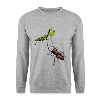 Insect Insects Praying Mantis Stag Zoo - Unisex Sweatshirt - salt & pepper - Front - Alina (178cm) & Michal (187cm)