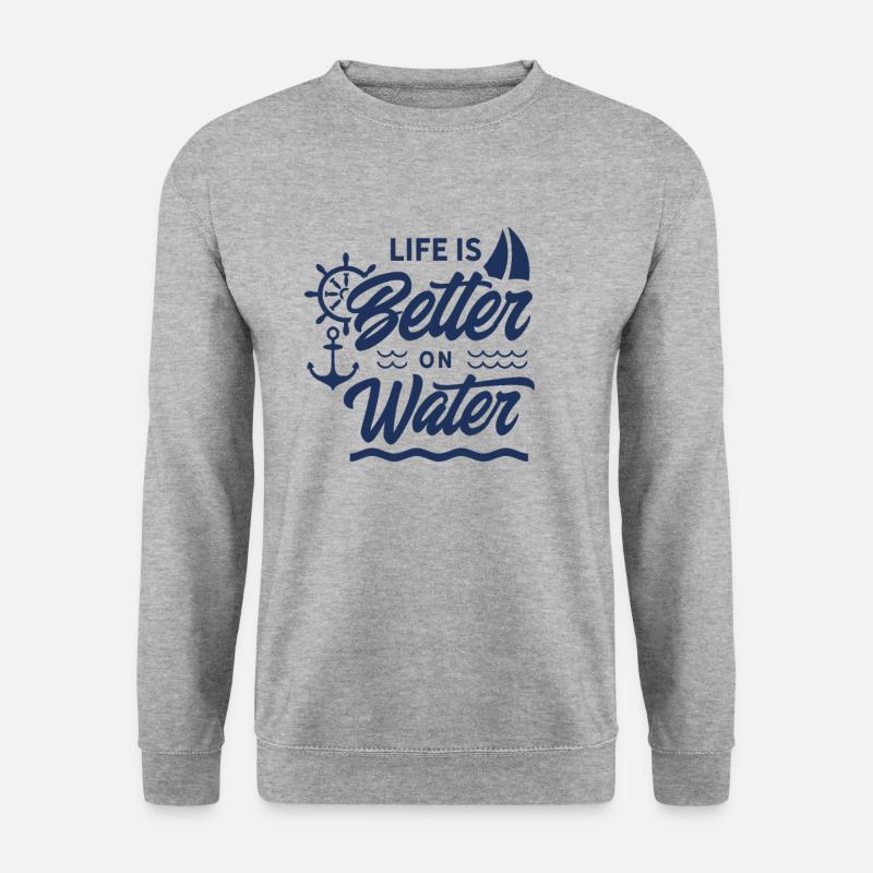 Segelboot - Unisex Pullover - Weißgrau meliert