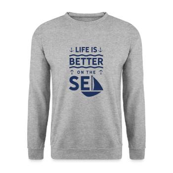 Sailboat sailor sailing yacht captain sailing sail - Unisex Sweatshirt - salt & pepper - Front - Alina (178cm) & Michal (187cm)