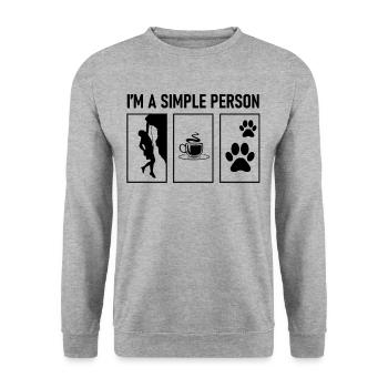 I'm a simple person climbing dogs coffee - Unisex Sweatshirt - salt & pepper - Front - Alina (178cm) & Michal (187cm)