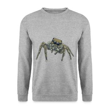 Horror Spider Phobia Panic Spider Halloween - Unisex Sweatshirt - salt & pepper - Front - Alina (178cm) & Michal (187cm)
