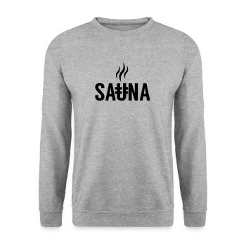 Schwitzen Sauna Wellness Spa Liebhaber Saunieren - Unisex Pullover - Weißgrau meliert - Vorne - Alina (178cm) & Michal (187cm)