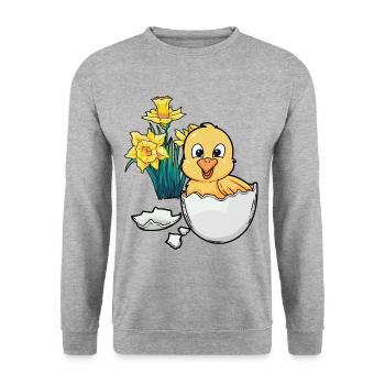 Happy Easter Chicks Easter Egg Kids Baby Chick Egg Egg - Unisex Sweatshirt - salt & pepper - Front - Alina (178cm) & Michal (187cm)
