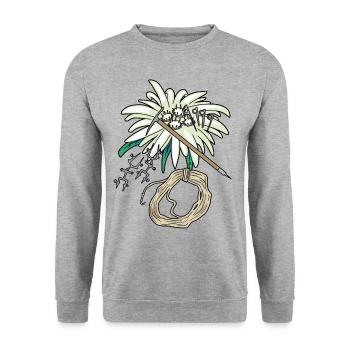 Mountaineer Outdoor Edelweiss Mountaineering Tyrol - Unisex Sweatshirt - salt & pepper - Front - Alina (178cm) & Michal (187cm)