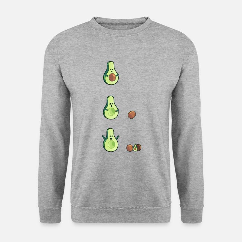 Avocado Schwanger Schwangerschaft Geburt Baby Kind - Unisex Pullover - Weißgrau meliert