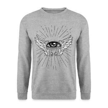 Gott Jesus Tod Beerdigung Trauer Jenseits Himmel - Unisex Pullover - Weißgrau meliert - Vorne - Alina (178cm) & Michal (187cm)