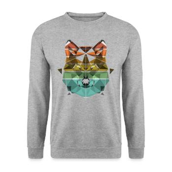 Wolf Gesicht Wölfe Geschenk - Unisex Pullover - Weißgrau meliert - Vorne - Alina (178cm) & Michal (187cm)