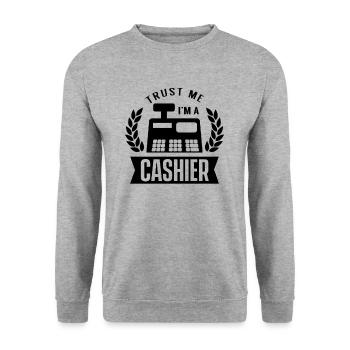 Cashier cashier cashier receipt - Unisex Sweatshirt - salt & pepper - Front - Alina (178cm) & Michal (187cm)