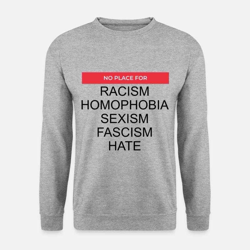 No place for racism - Unisex Pullover - Weißgrau meliert