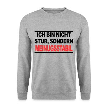 Ich bin nicht stur sondern Meinungsstabil - Unisex Pullover - Weißgrau meliert - Vorne - Alina (178cm) & Michal (187cm)